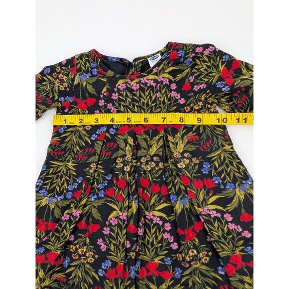 Old Navy Baby Dress Girl 3-6 M Black Floral Print 100% Cotton Ditzy - Picture 8 of 9